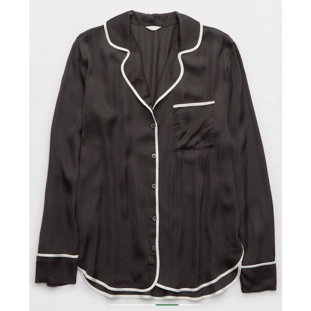 Aerie Black Satin Pajama Set